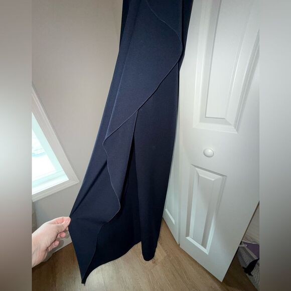 Vince Camuto Off-The-Shoulder Ruffle Gown Size 4 Navy - Picture 12 of 13